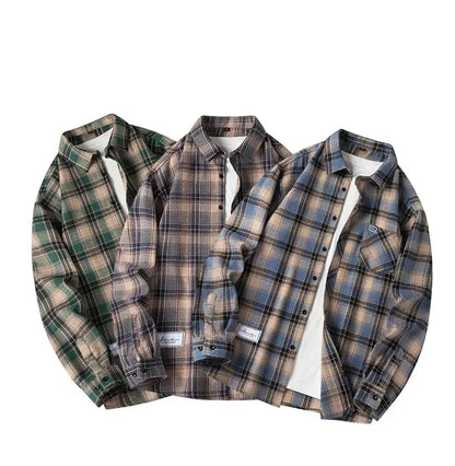 Männer Hemd Plaid Flanell Langarm Grün Lose Herren Casual Hemd Frühling Herbst Übergroßen Business Männlich Weiches Kleid Hemd