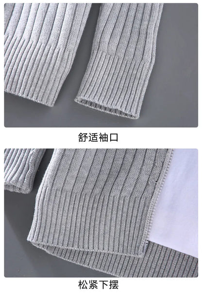 Autumn Winter New Men Sweaters Daily Causal Stand Collar Zipper Sweater Coat 100% Cotton Thickened Knitted Cardigan Streetwear